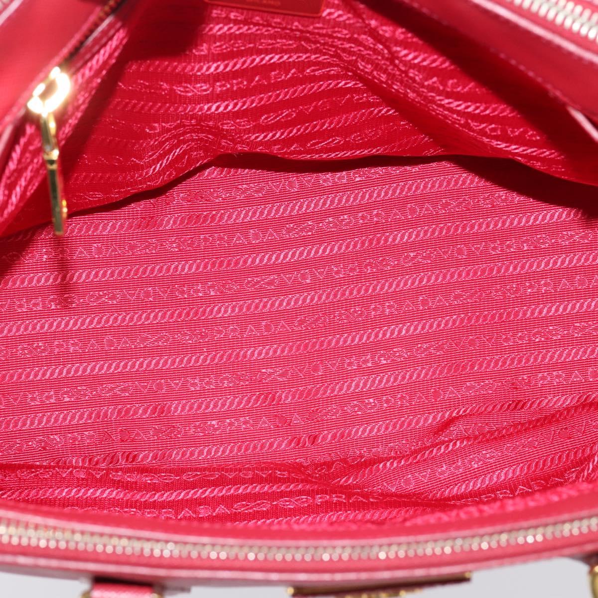 PRADA Galleria Hand Bag Saffiano 2way Red Gold Auth 208039