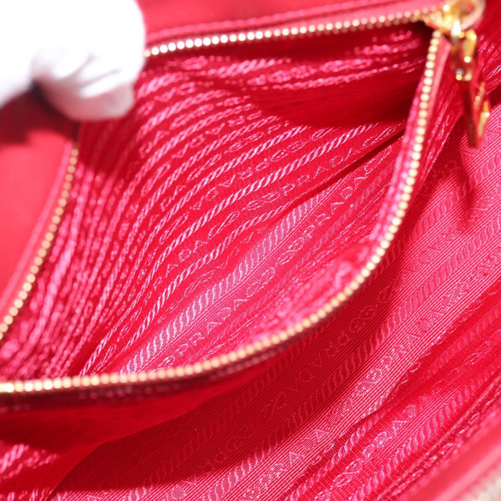 PRADA Galleria Hand Bag Saffiano 2way Red Gold Auth 208039