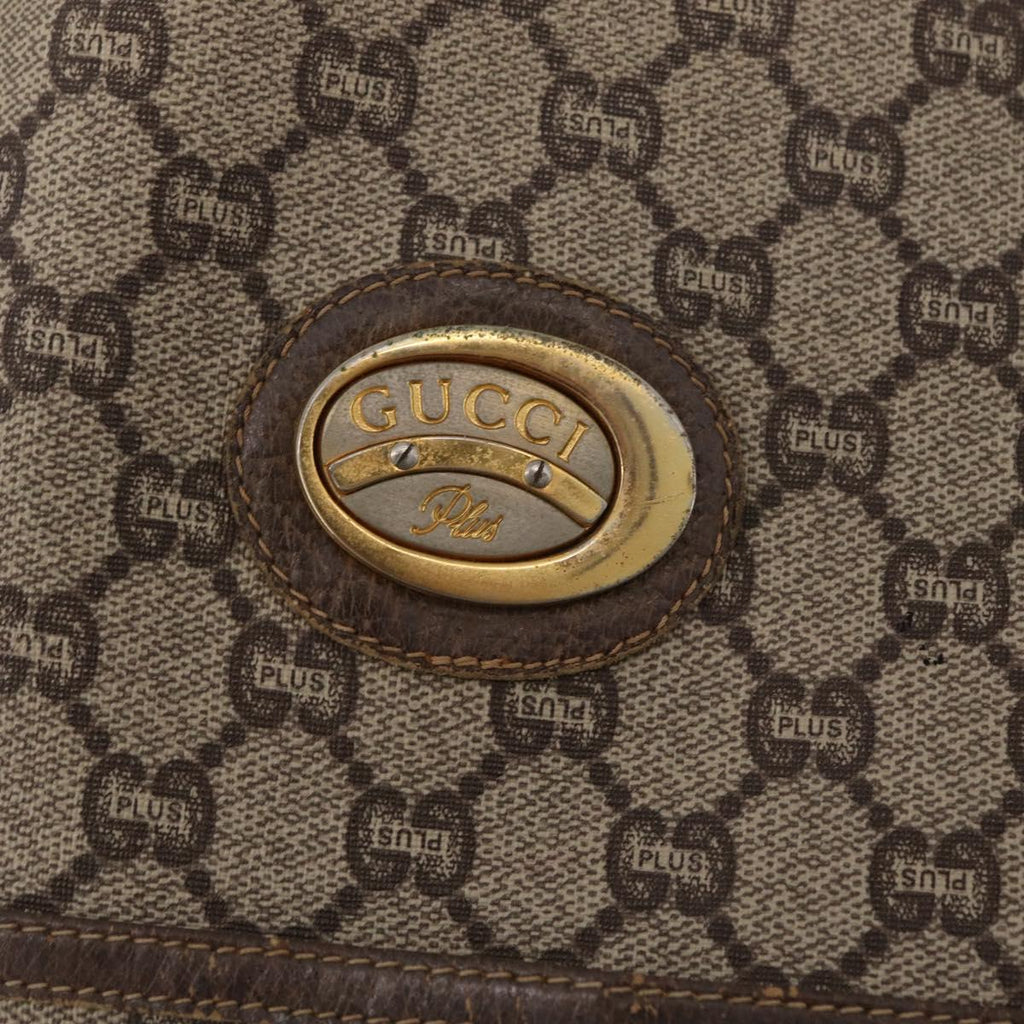 GUCCI PLUS Web Sherry Line Tote Bag PVC Beige Gold Tone Auth 208066