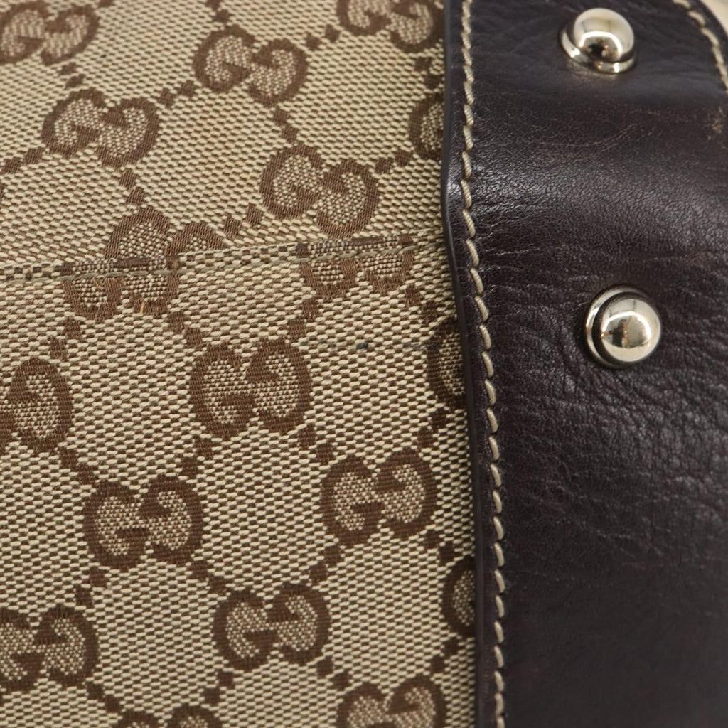 GUCCI GG Canvas Tote Bag Beige Gold Tone 162900 Auth 208067V