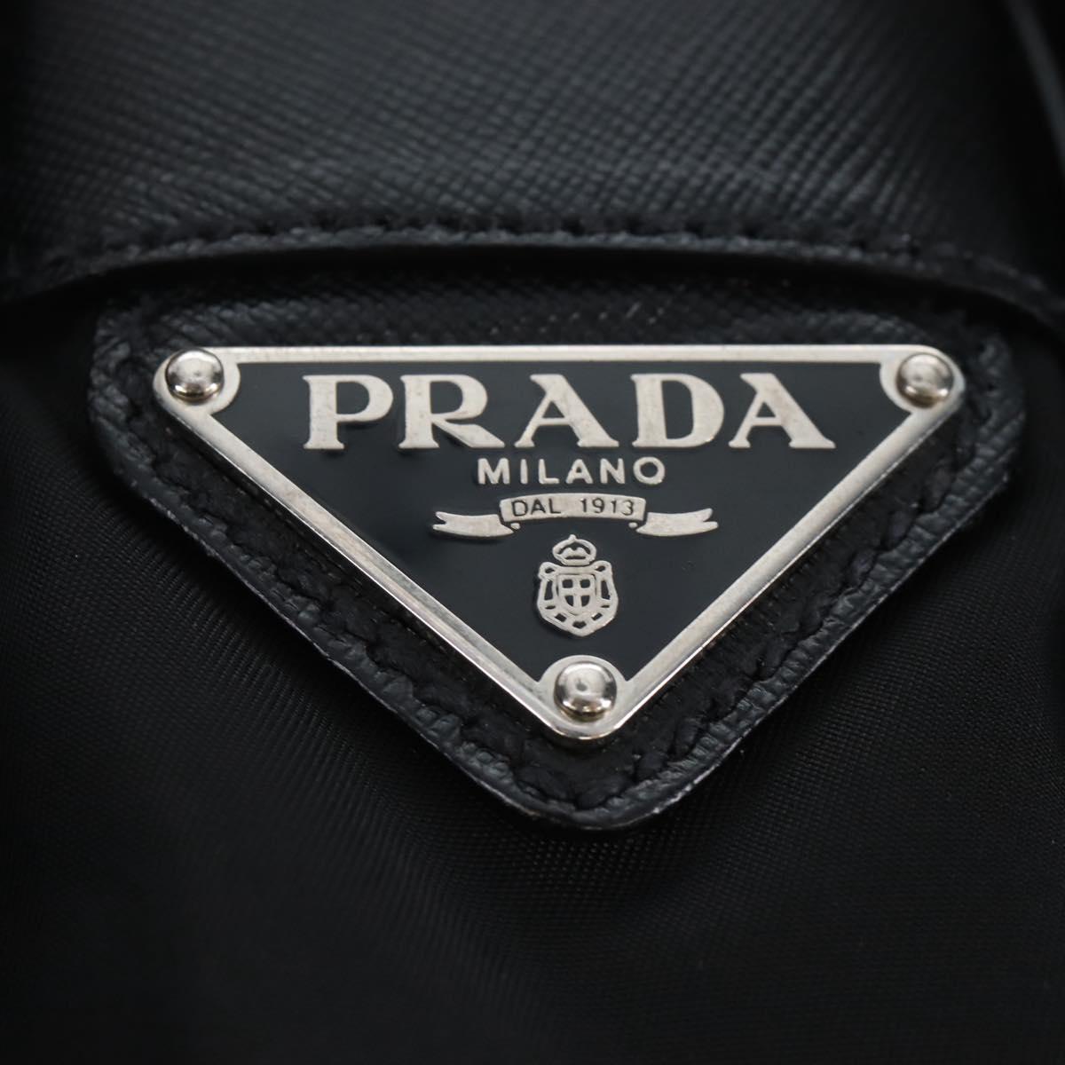 PRADA Shoulder Bag Nylon Black Silver Auth 208092V