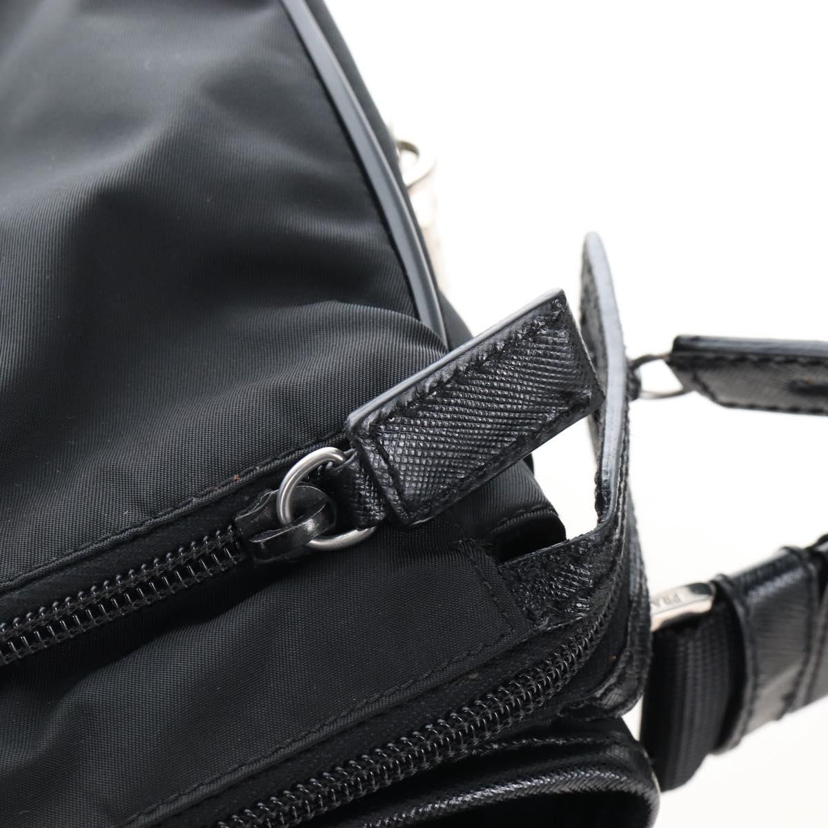 PRADA Shoulder Bag Nylon Black Silver Auth 208092V