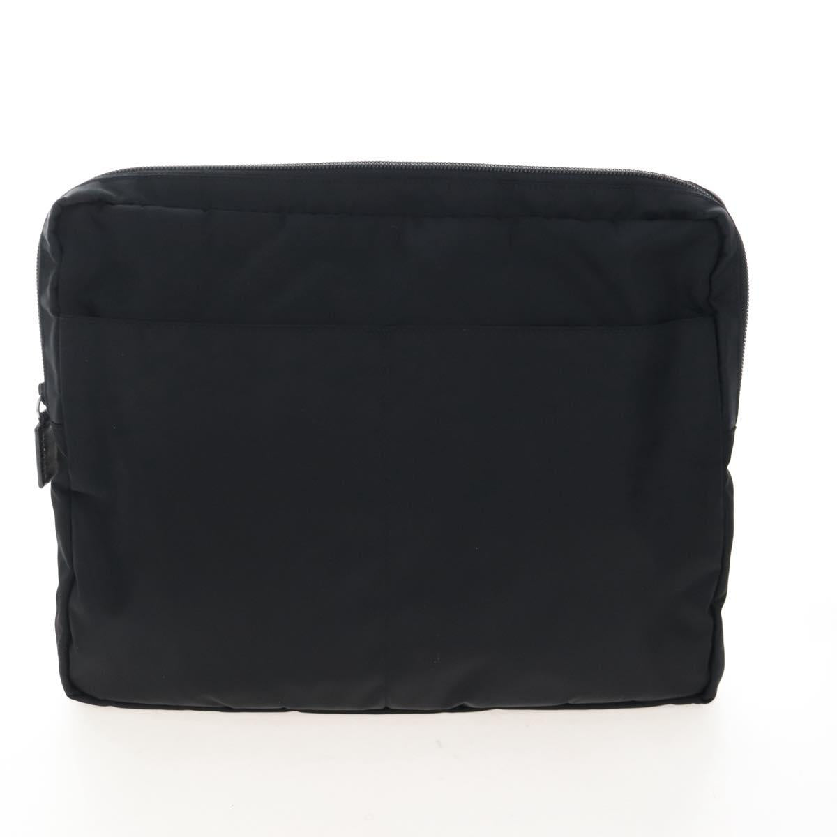 PRADA Shoulder Bag Nylon Black Silver Auth 208092V