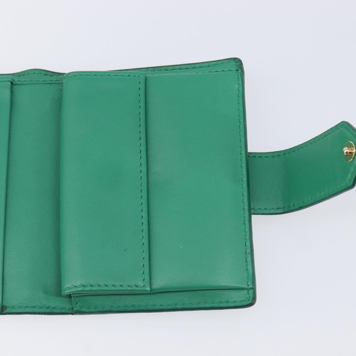 PRADA Compact Wallet Saffiano leather Green Gold Tone Auth 208099V
