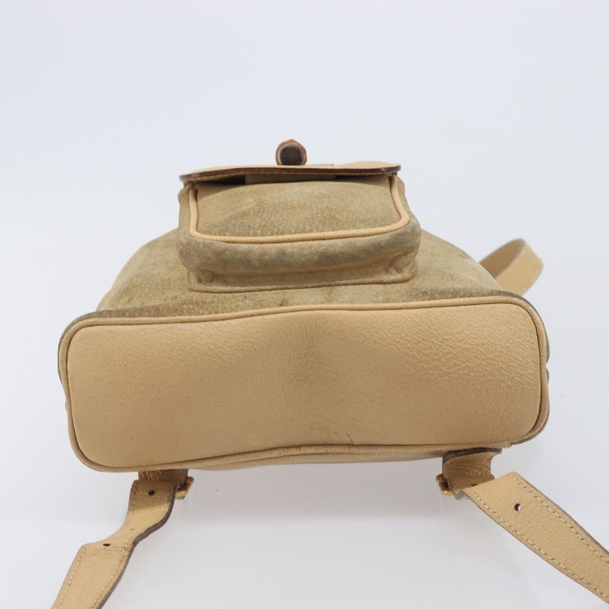 GUCCI Backpack Suede Beige Gold Tone 003 2058 0030 Auth 208114