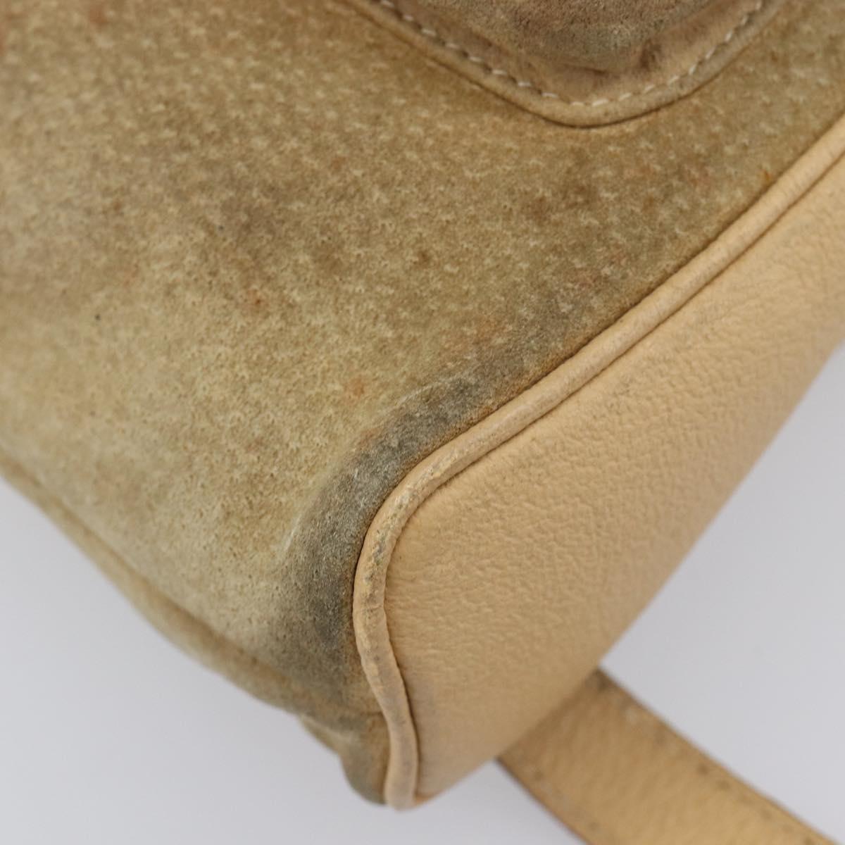 GUCCI Backpack Suede Beige Gold Tone 003 2058 0030 Auth 208114