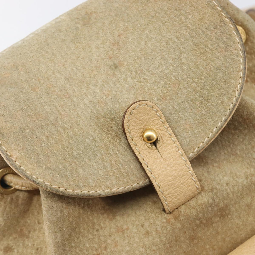 GUCCI Backpack Suede Beige Gold Tone 003 2058 0030 Auth 208114