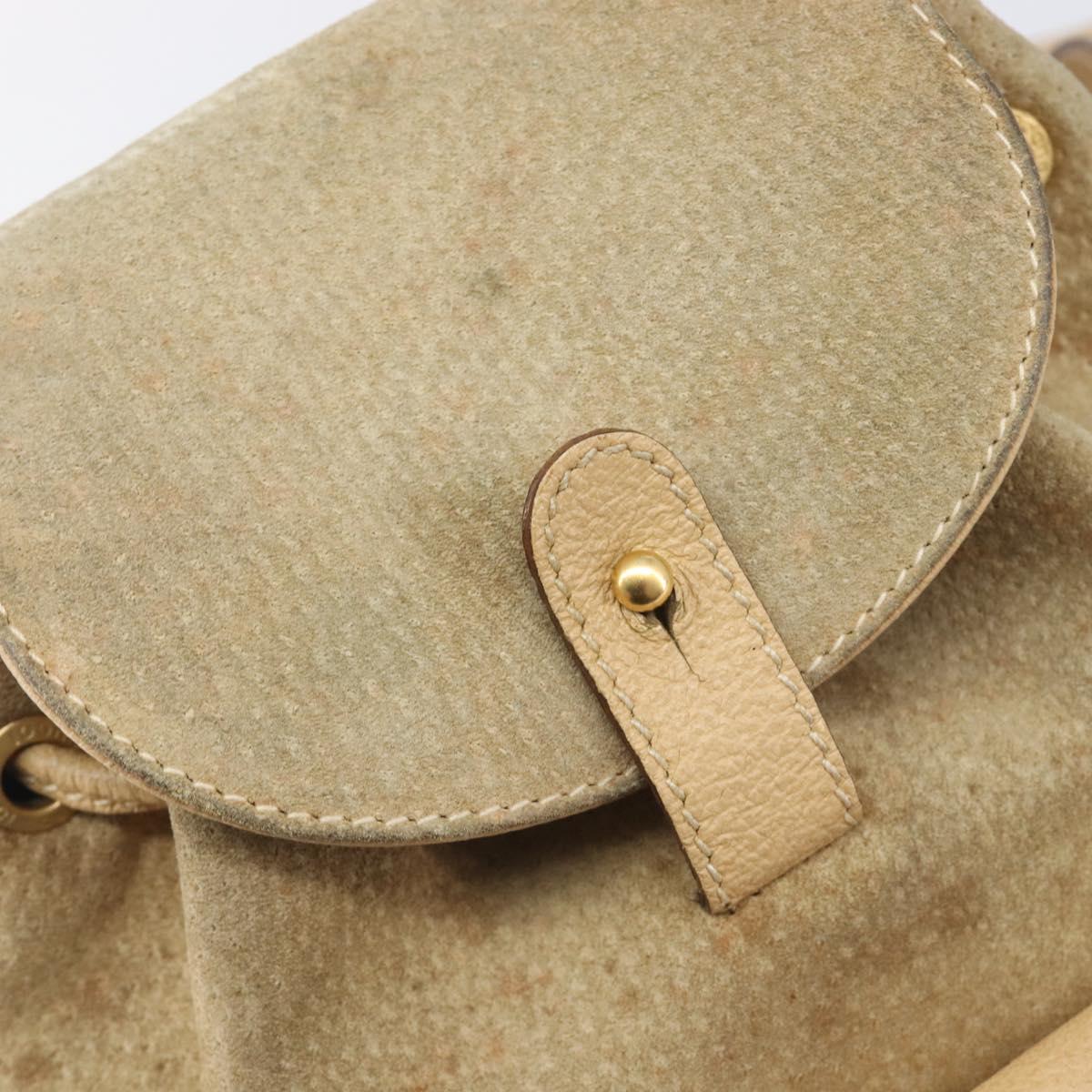 GUCCI Backpack Suede Beige Gold Tone 003 2058 0030 Auth 208114