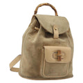 GUCCI Backpack Suede Beige Gold Tone 003 2058 0030 Auth 208114