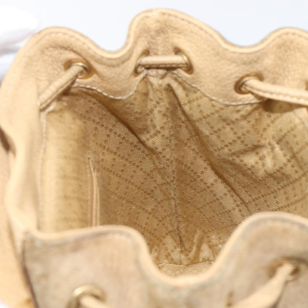 GUCCI Backpack Suede Beige Gold Tone 003 2058 0030 Auth 208114