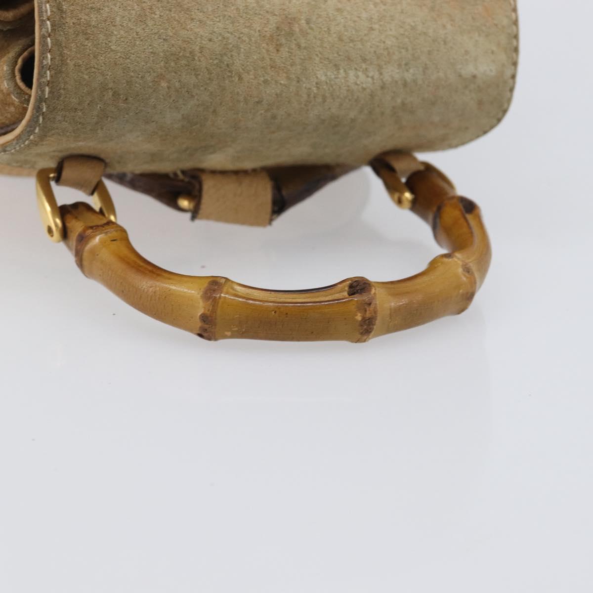 GUCCI Backpack Suede Beige Gold Tone 003 2058 0030 Auth 208114