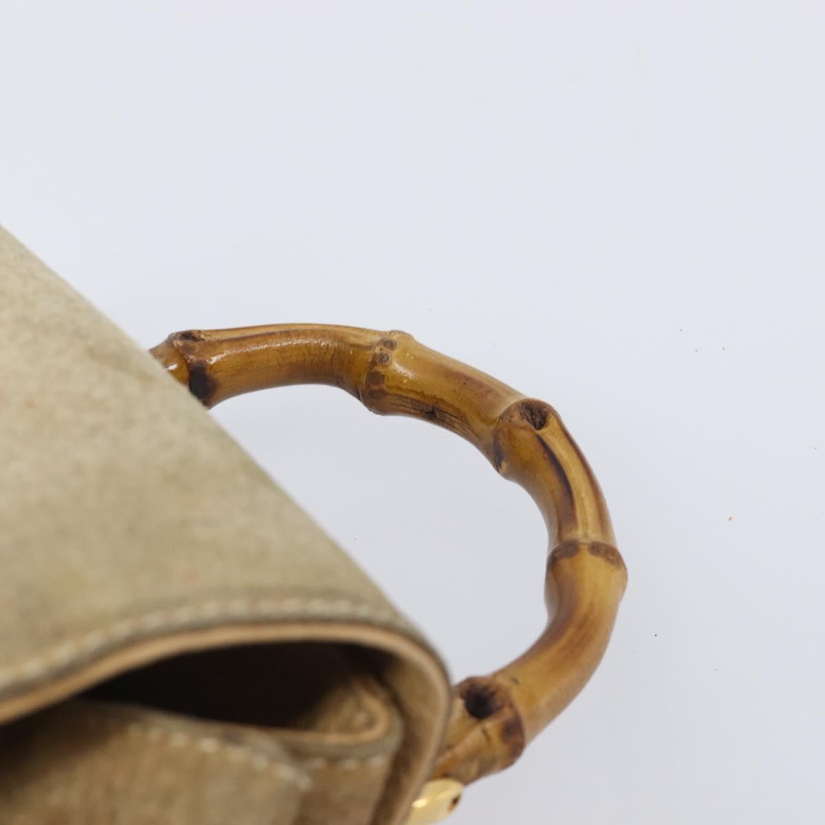 GUCCI Backpack Suede Beige Gold Tone 003 2058 0030 Auth 208114