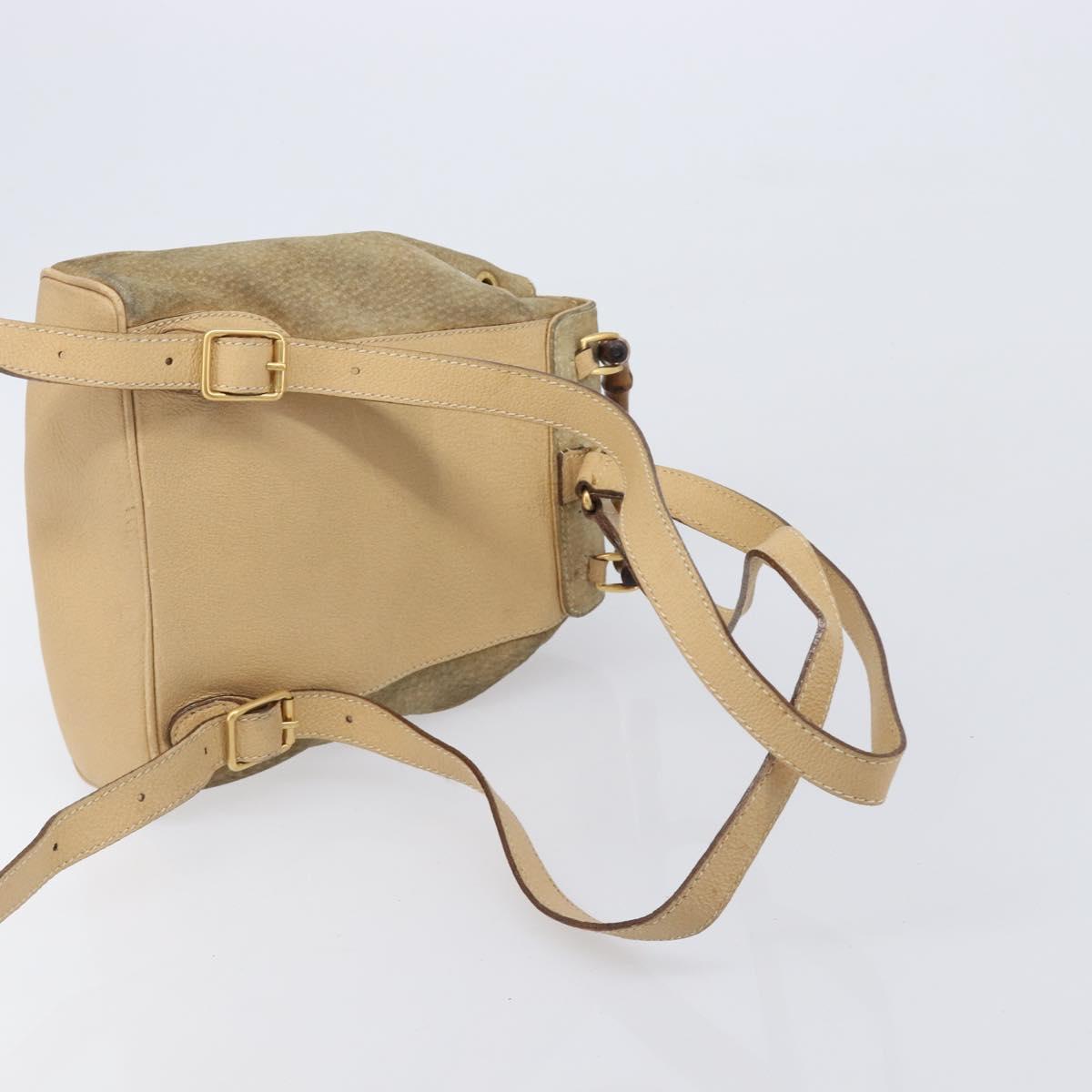 GUCCI Backpack Suede Beige Gold Tone 003 2058 0030 Auth 208114