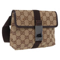 GUCCI GG Canvas Waist Bag Beige Silver 131236 Auth 208149