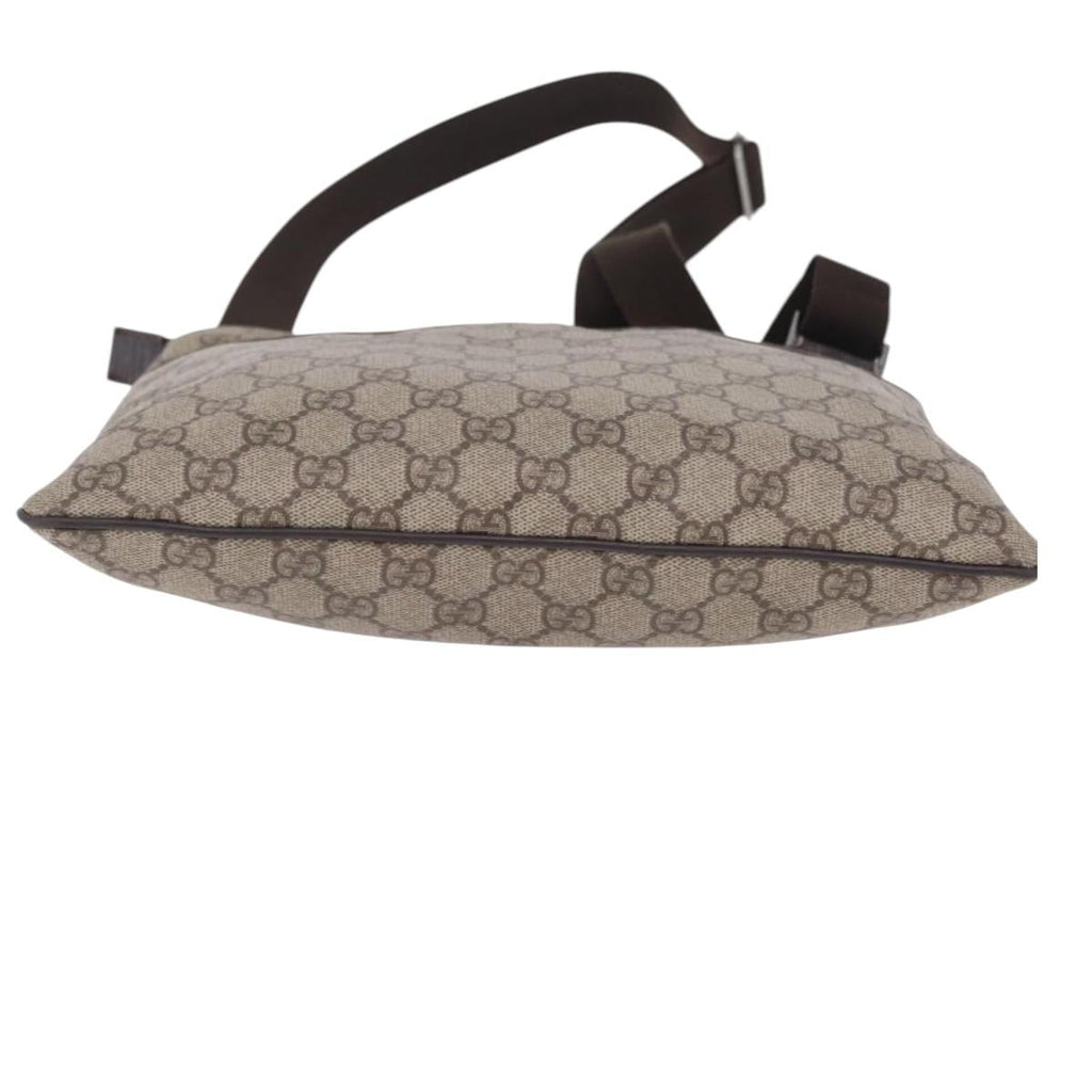 GUCCI GG Supreme Shoulder Bag PVC Beige Silver 141626 Auth 208159