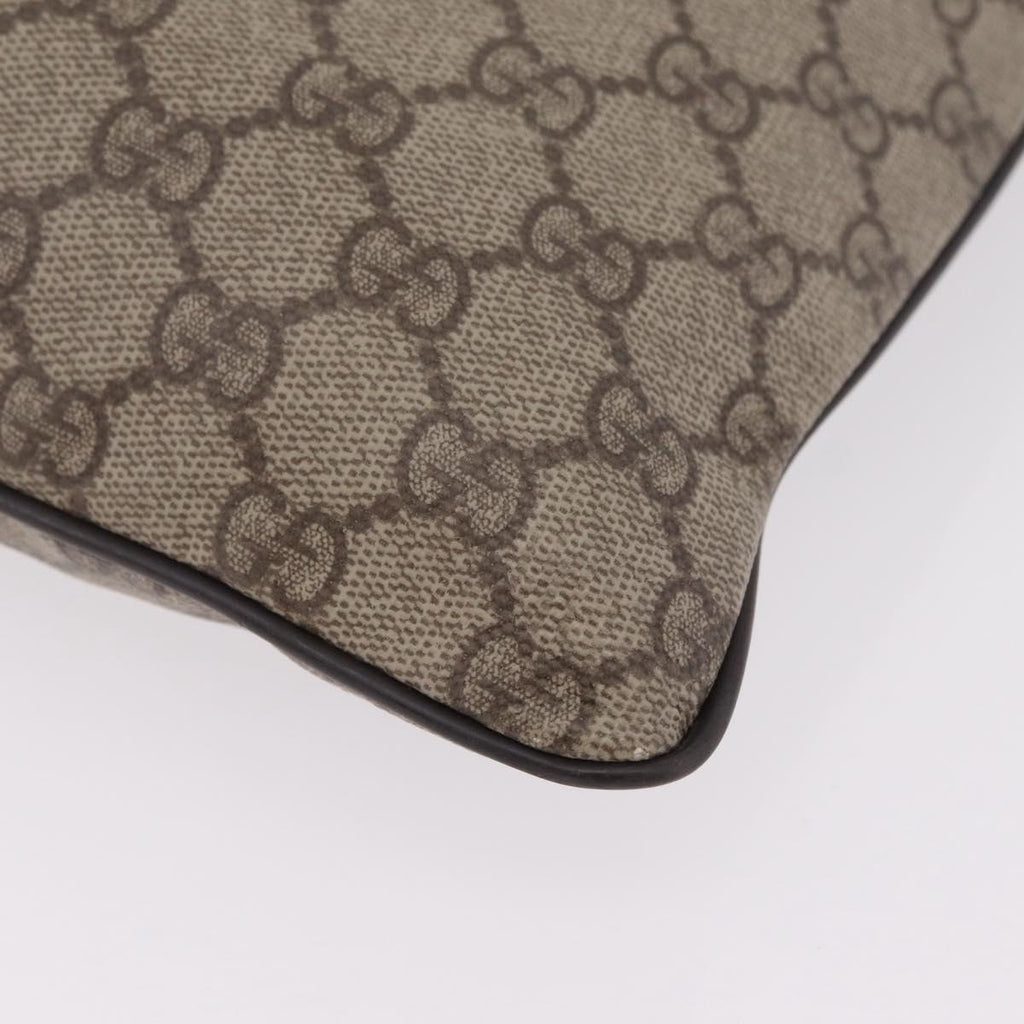 GUCCI GG Supreme Shoulder Bag PVC Beige Silver 141626 Auth 208159