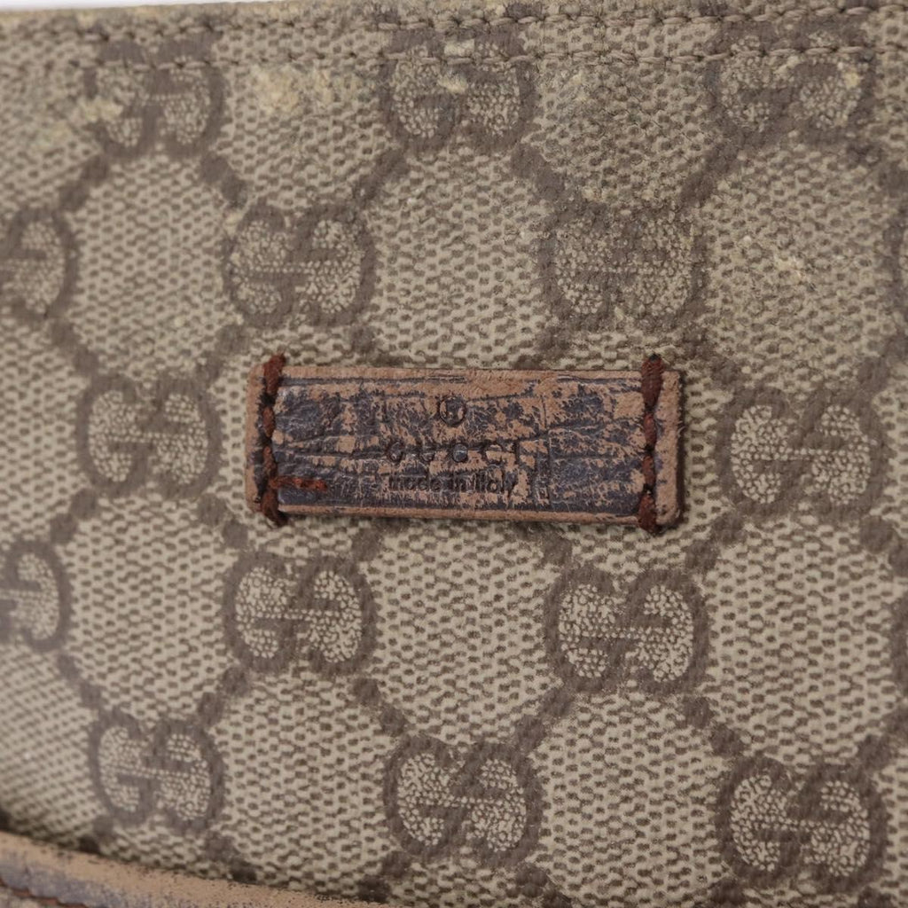 GUCCI GG Supreme Shoulder Bag PVC Beige Silver 141626 Auth 208159