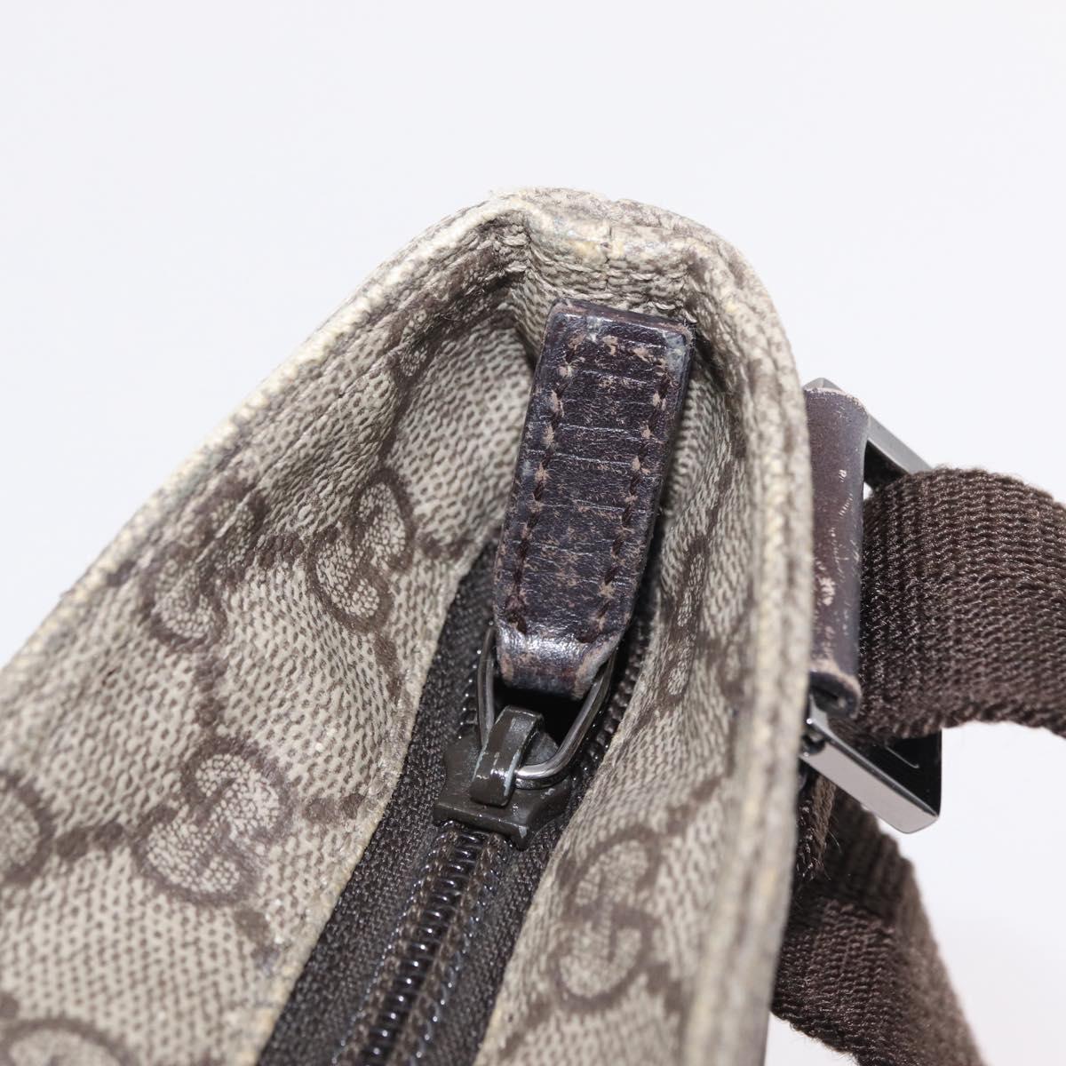 GUCCI GG Supreme Shoulder Bag PVC Beige Silver 141626 Auth 208159