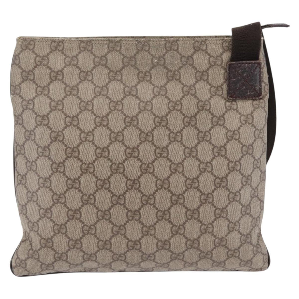 GUCCI GG Supreme Shoulder Bag PVC Beige Silver 141626 Auth 208159
