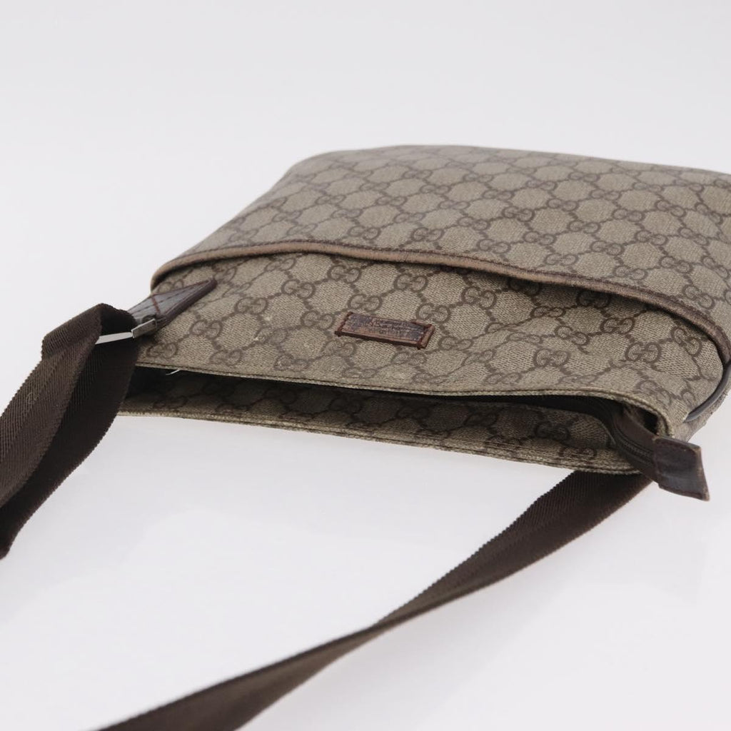GUCCI GG Supreme Shoulder Bag PVC Beige Silver 141626 Auth 208159