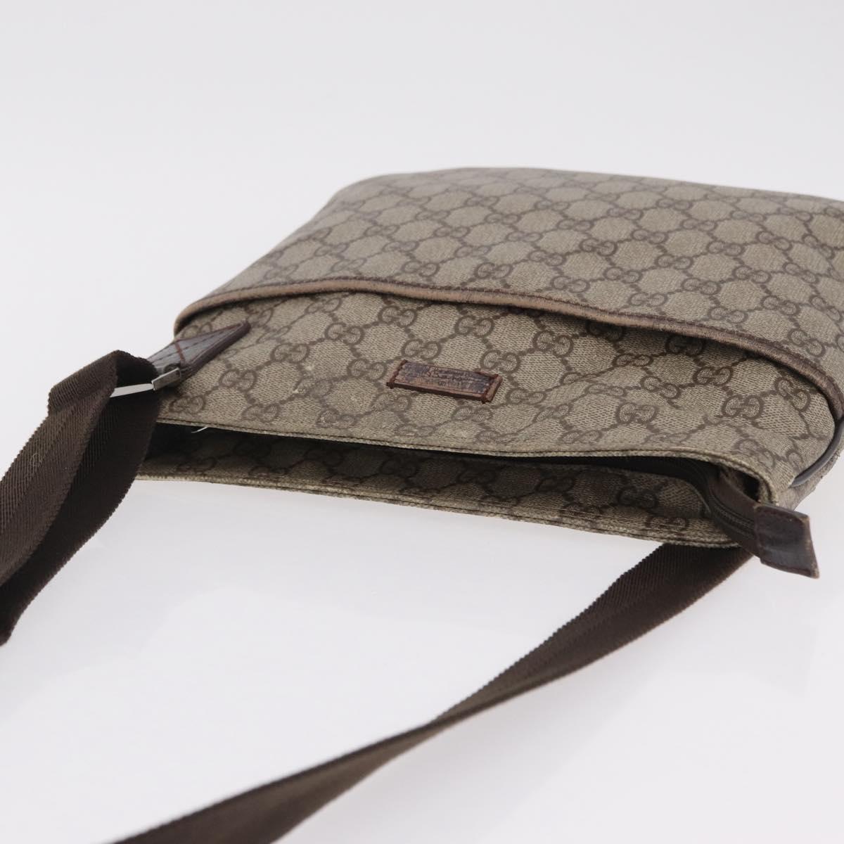 GUCCI GG Supreme Shoulder Bag PVC Beige Silver 141626 Auth 208159