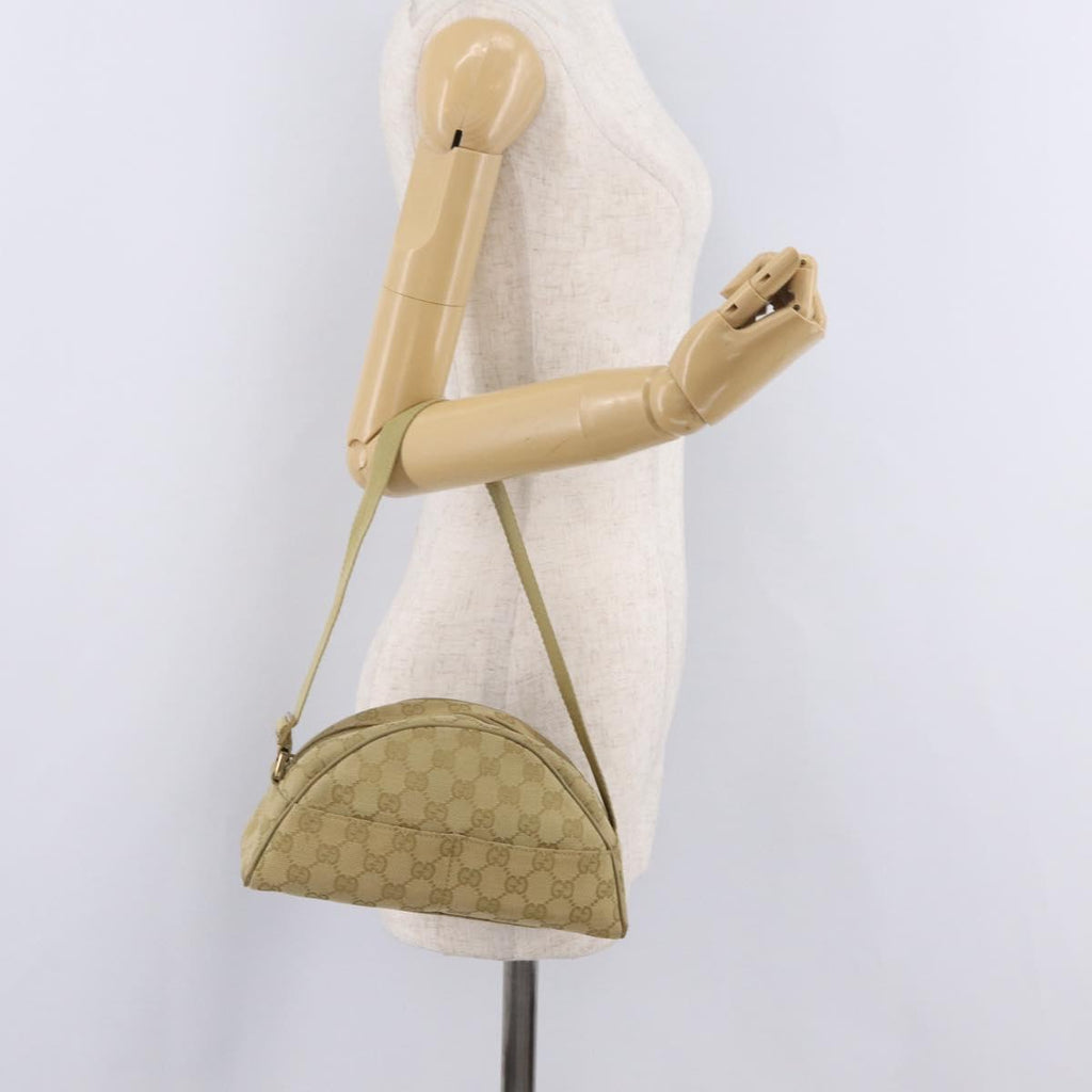 GUCCI GG Canvas Shoulder Bag Beige Gold 90781 Auth 208203