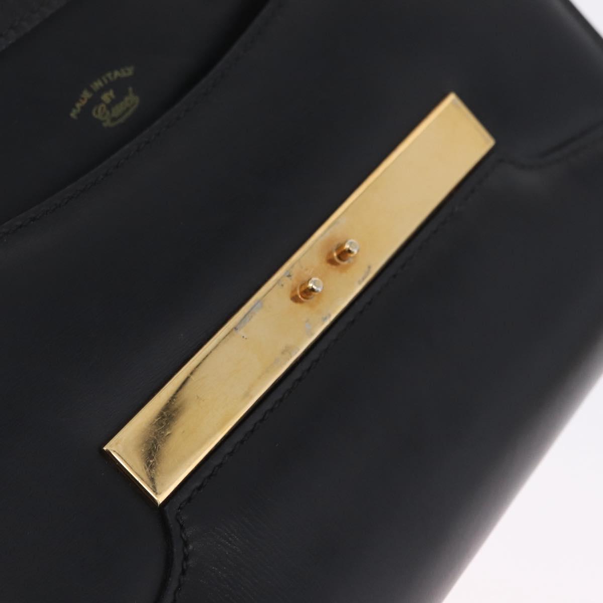GUCCI Web Sherry Line Shoulder Bag Leather Gold Black Auth 208297