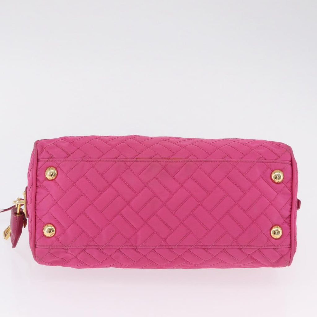 PRADA Chain Shoulder Bag Nylon Pink Gold Auth 208300A