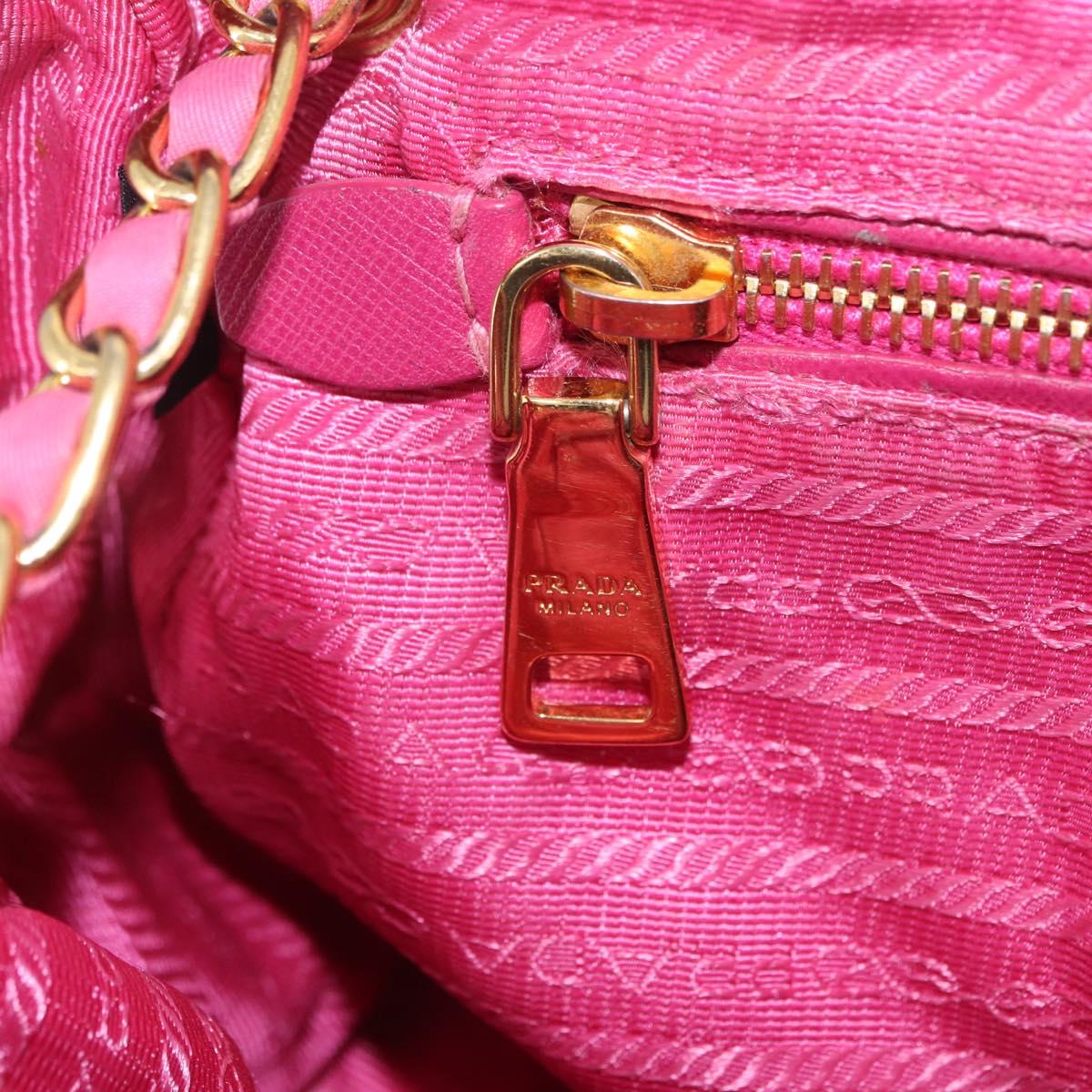PRADA Chain Shoulder Bag Nylon Pink Gold Auth 208300A