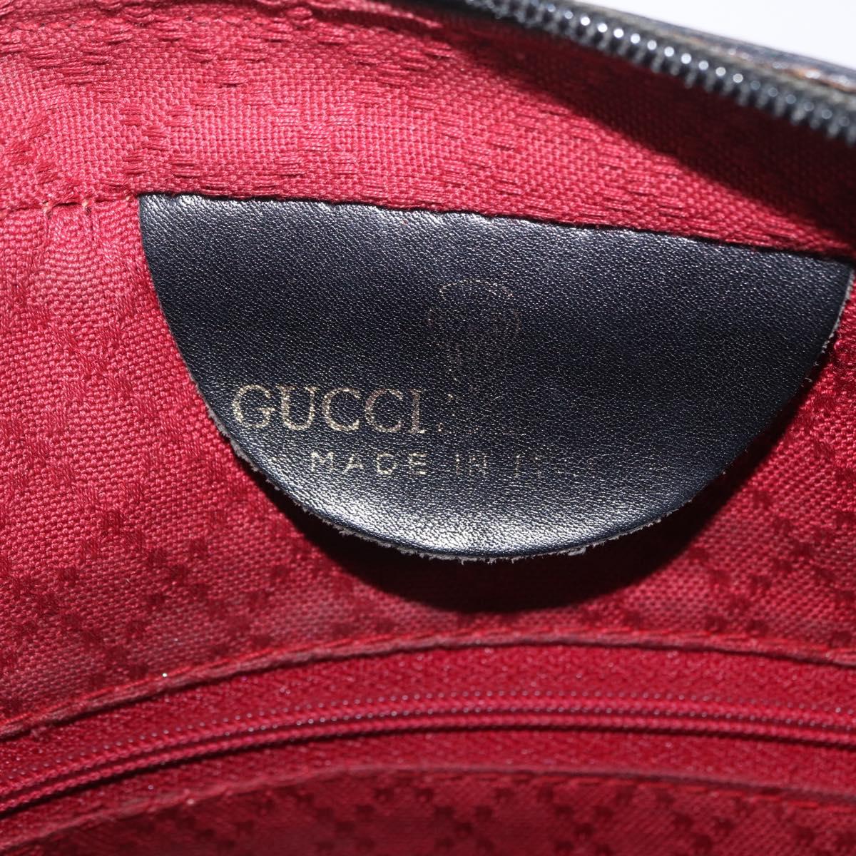 GUCCI GG Canvas Web Sherry Line Shoulder Bag Black Gold Auth 208373