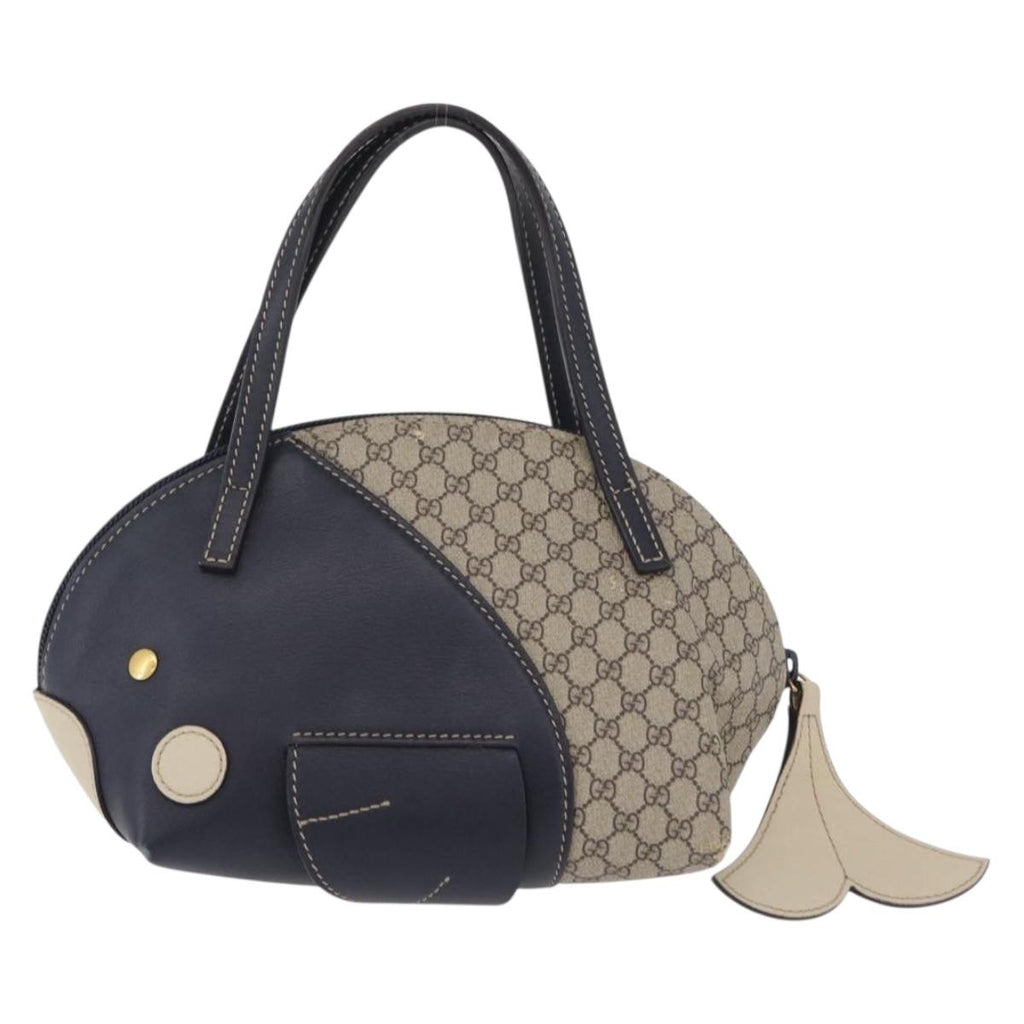 GUCCI Micro Supreme Mini Hand Bag PVC Navy Gold 284720 Auth 208379