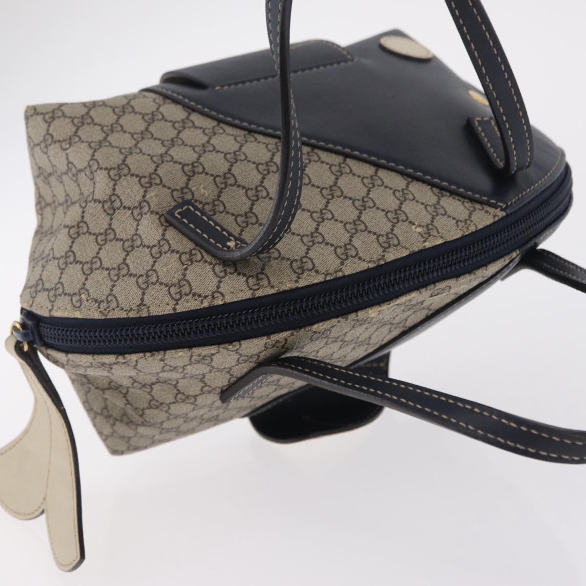 GUCCI Micro Supreme Mini Hand Bag PVC Navy Gold 284720 Auth 208379