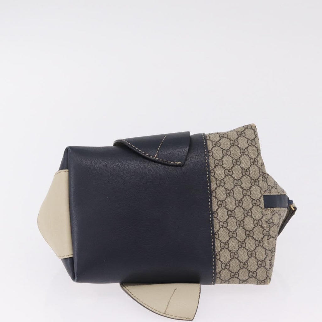 GUCCI Micro Supreme Mini Hand Bag PVC Navy Gold 284720 Auth 208379