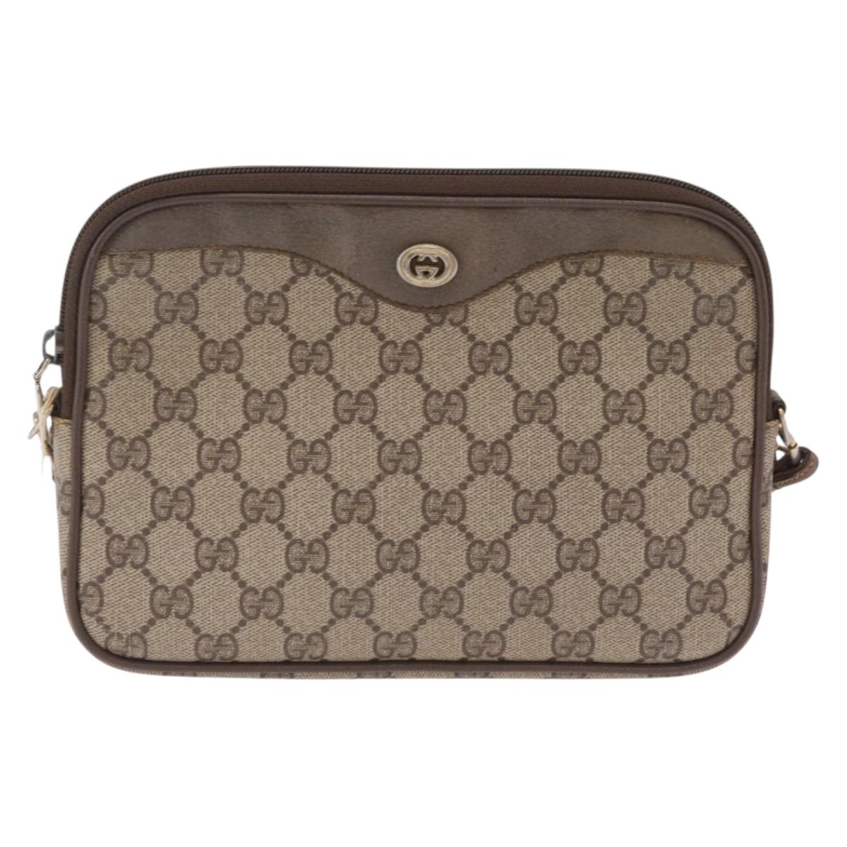GUCCI GG Supreme Shoulder Bag PVC Beige Gold 89 02 068 Auth 208390