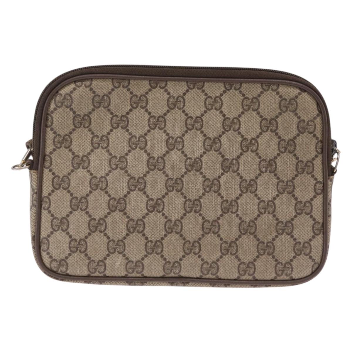 GUCCI GG Supreme Shoulder Bag PVC Beige Gold 89 02 068 Auth 208390