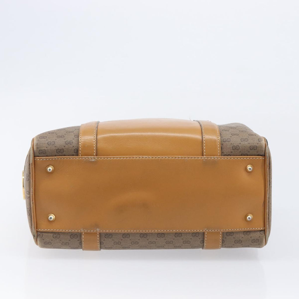 GUCCI Micro GG Supreme Boston Bag PVC Beige Gold 000 39 0158 Auth 208432