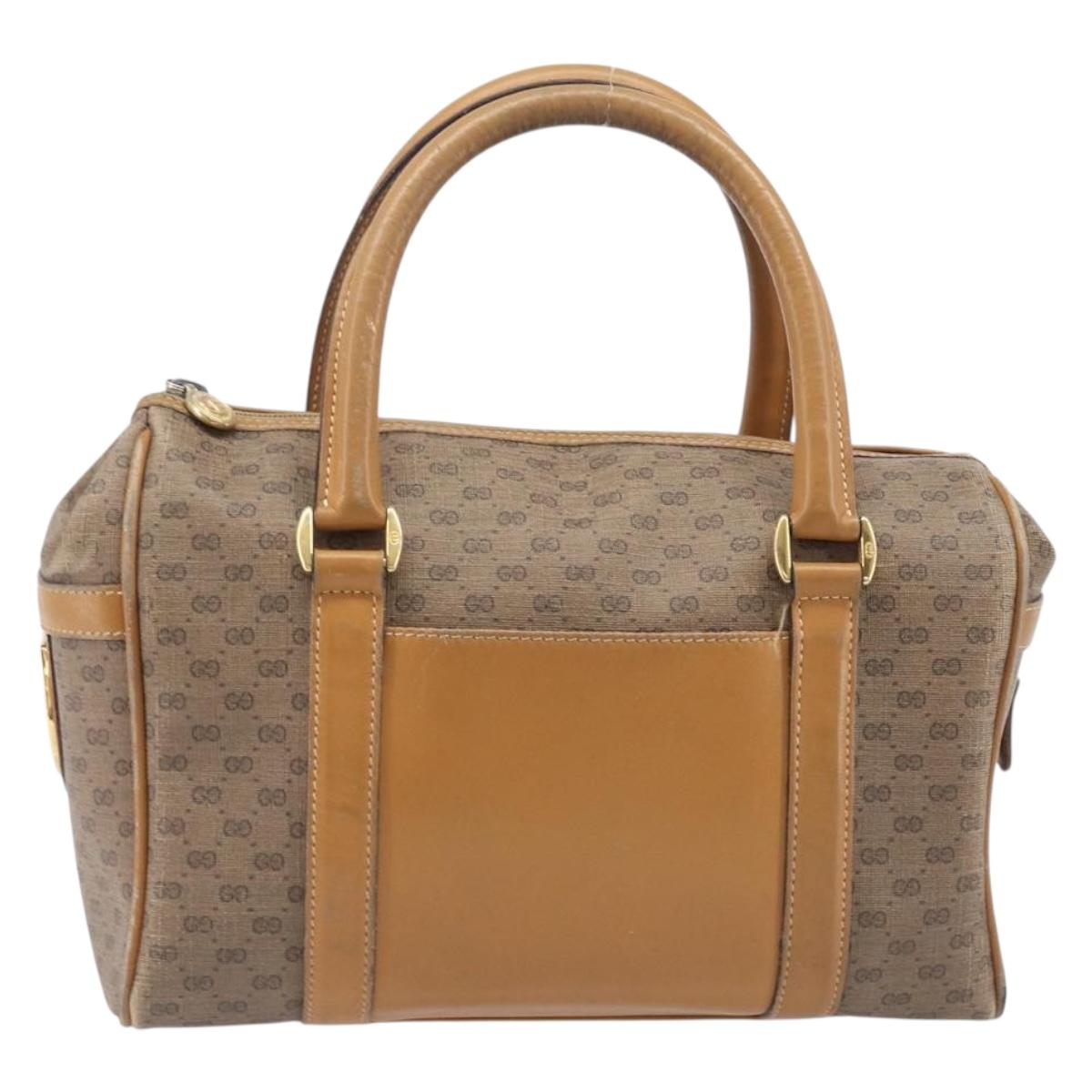 GUCCI Micro GG Supreme Boston Bag PVC Beige Gold 000 39 0158 Auth 208432