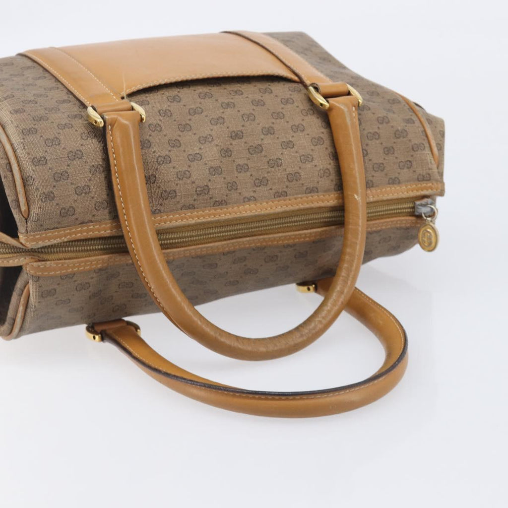 GUCCI Micro GG Supreme Boston Bag PVC Beige Gold 000 39 0158 Auth 208432