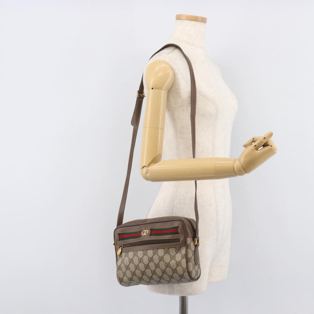 GUCCI GG Supreme Web Sherry Line Shoulder Bag PVC 001 115 6655 Auth 208543A