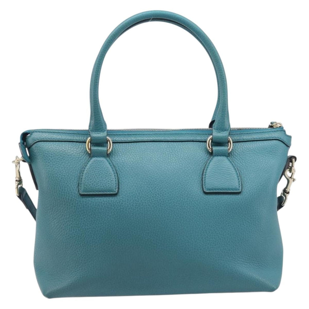 GUCCI Hand Bag Leather 2way Blue Gold 449659 Auth 208598A
