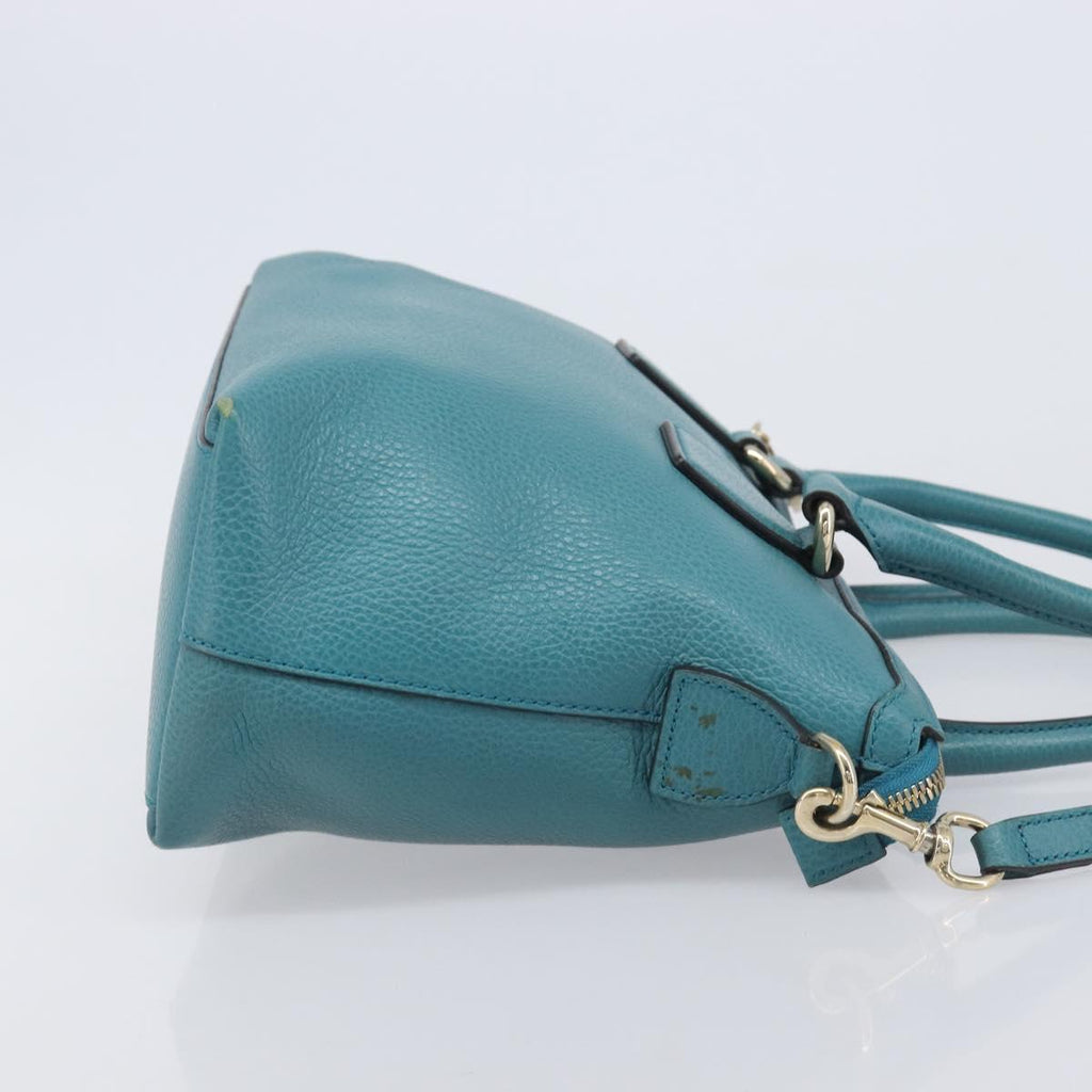GUCCI Hand Bag Leather 2way Blue Gold 449659 Auth 208598A