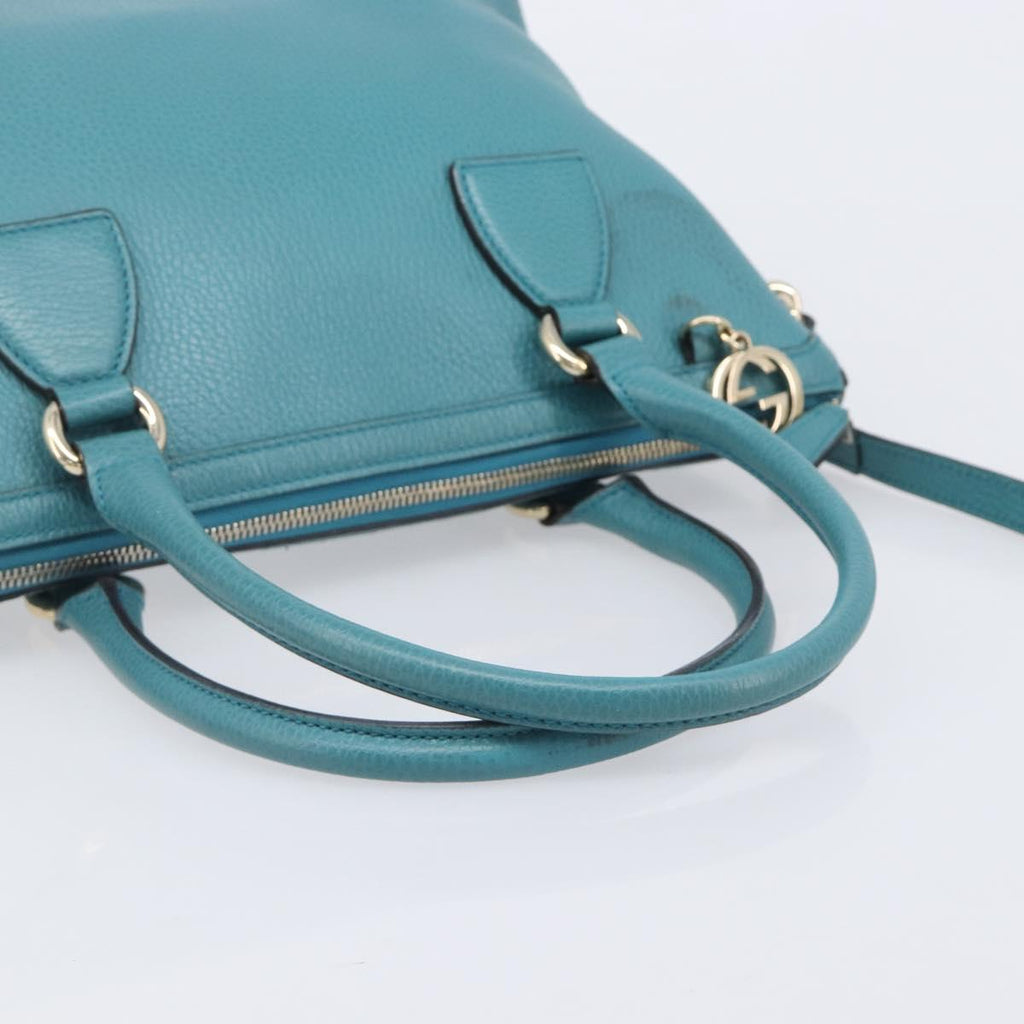 GUCCI Hand Bag Leather 2way Blue Gold 449659 Auth 208598A