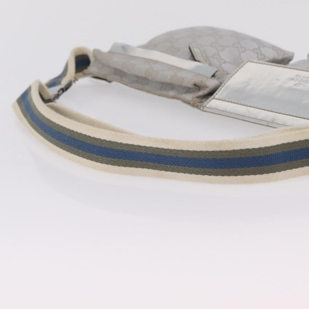 GUCCI GG Canvas Waist Bag Silver 28566 Auth 208662
