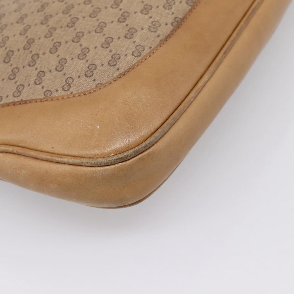 GUCCI Micro GG Supreme Jackie Hand Bag PVC Beige Gold Auth 208663