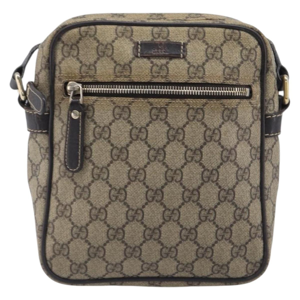 GUCCI GG Supreme Shoulder Bag PVC Beige Gold 233268 Auth 208664