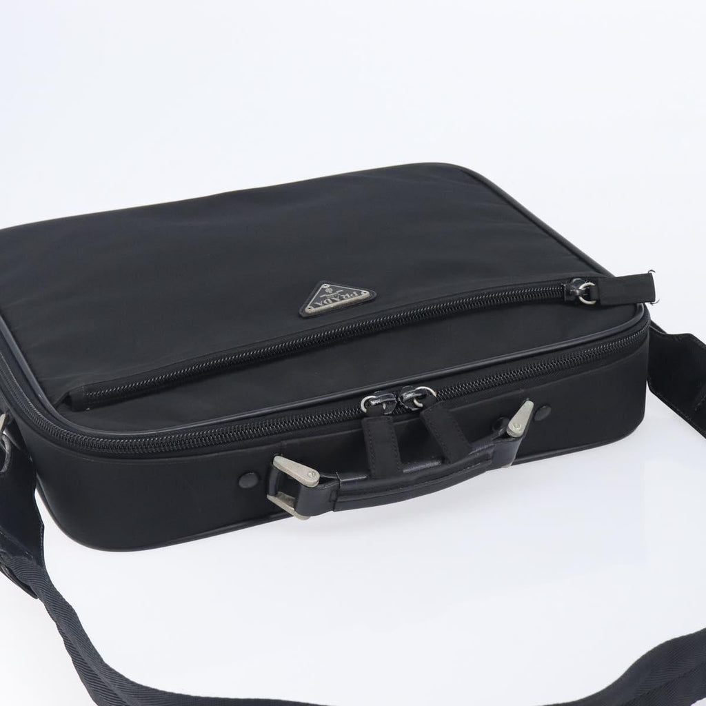 PRADA Business Bag Nylon 2way Black Silver Auth 208691A