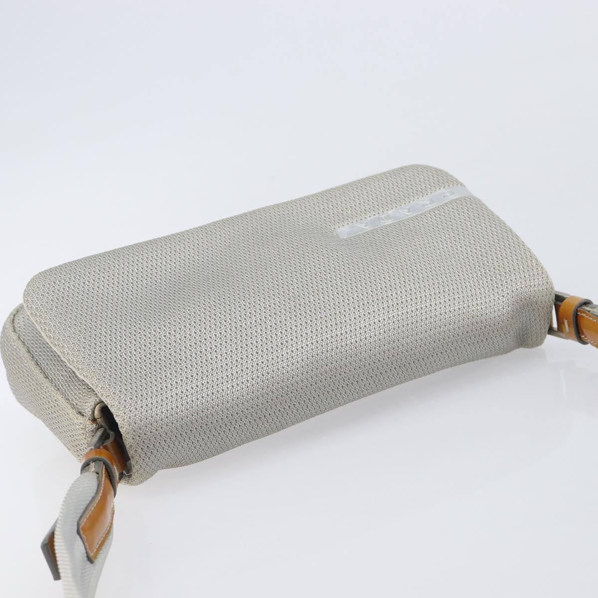 PRADA PRADA Sports Shoulder Bag Nylon Gray Silver Auth 208699A