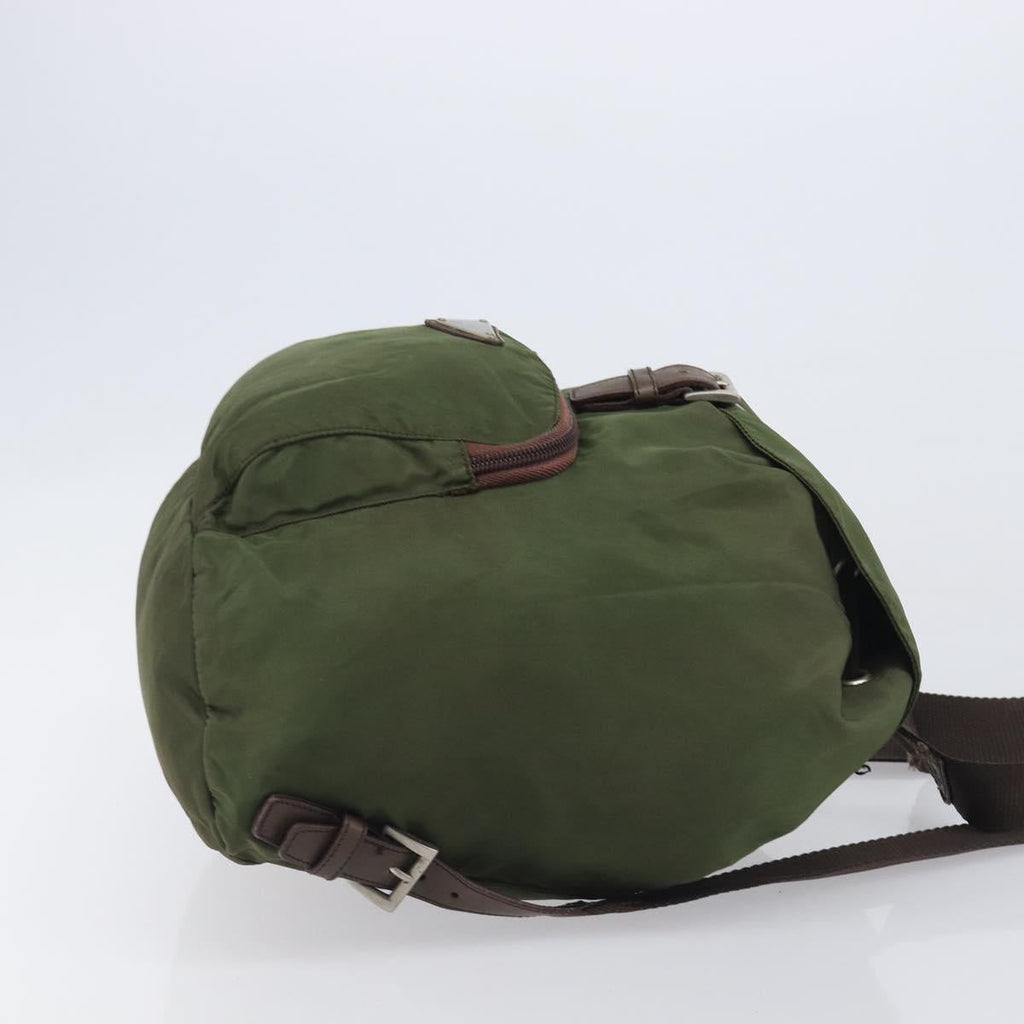 PRADA Backpack Nylon Green Silver Auth 208704