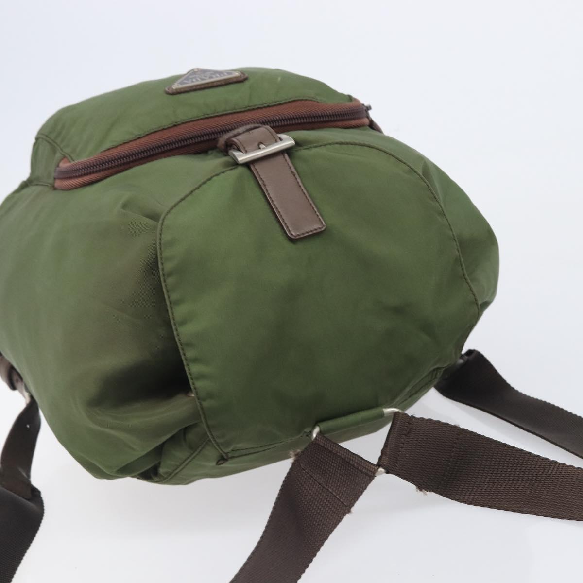 PRADA Backpack Nylon Green Silver Auth 208704