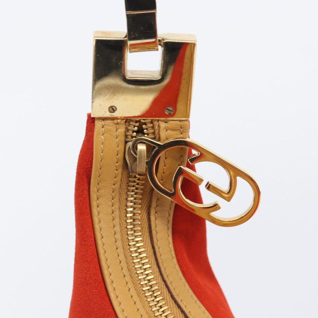 GUCCI Shoulder Bag Suede Red Gold 001 3812 Auth 208709V